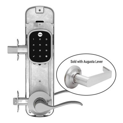 Yale Z-Wave Plus Assure Interconnected Key-Free Touchscreen Lockset, Augusta Lever, Left Handed, 5.5 In. Prep, Satin Nickel